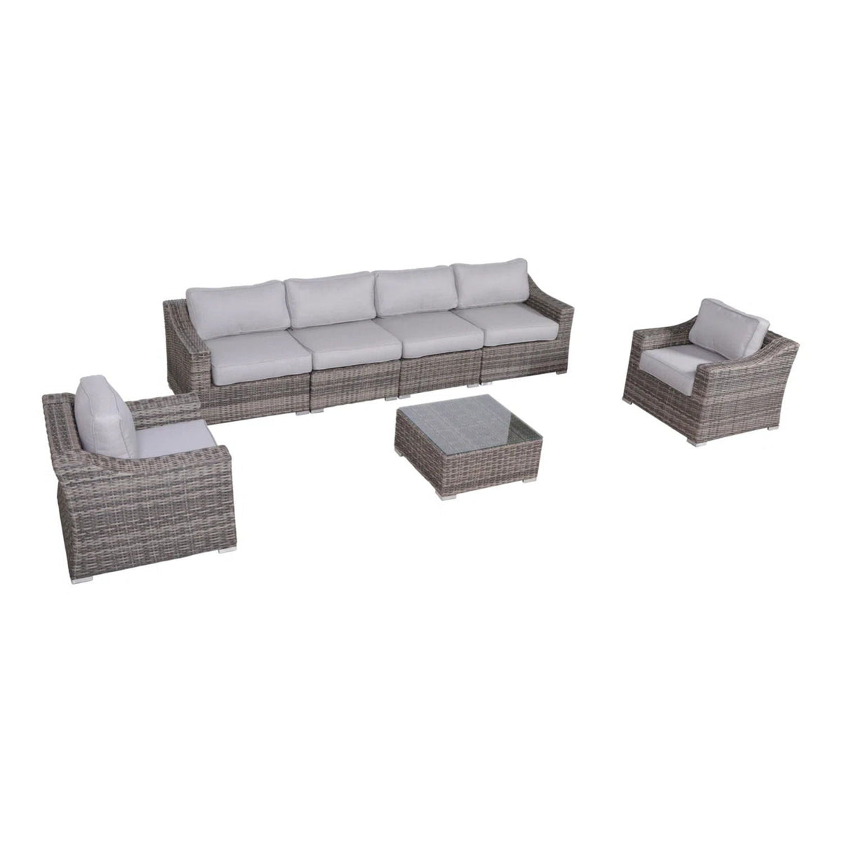 Outdoor Wicker Conversation Set With Cushions, All Weather by Unique Piece Furniture
