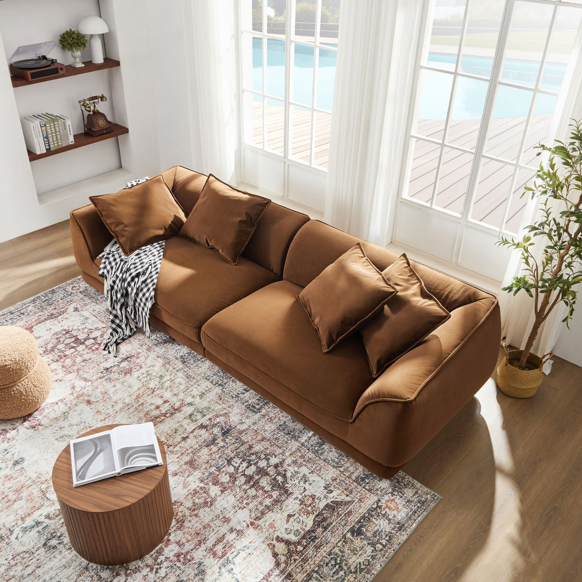 Nordic Modern Sofa With Removable Pillowcase, High Density Sponge Filling, 4 Throw Pillows by Unique Piece Furniture
