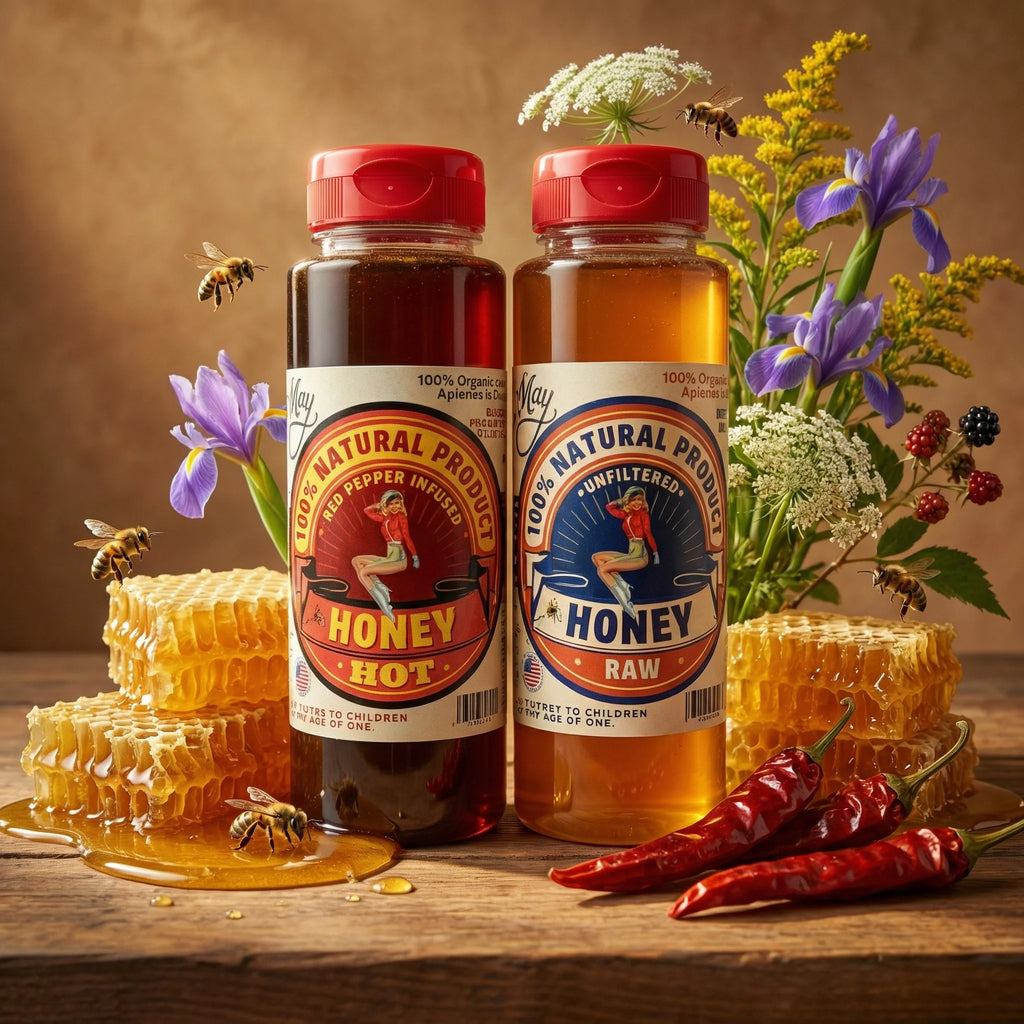 Raw Honey & Hot Honey Duo - Sweet Heat 2-Pack Gift Set | Small Batch Farm Grown | Lady May by The Lady May