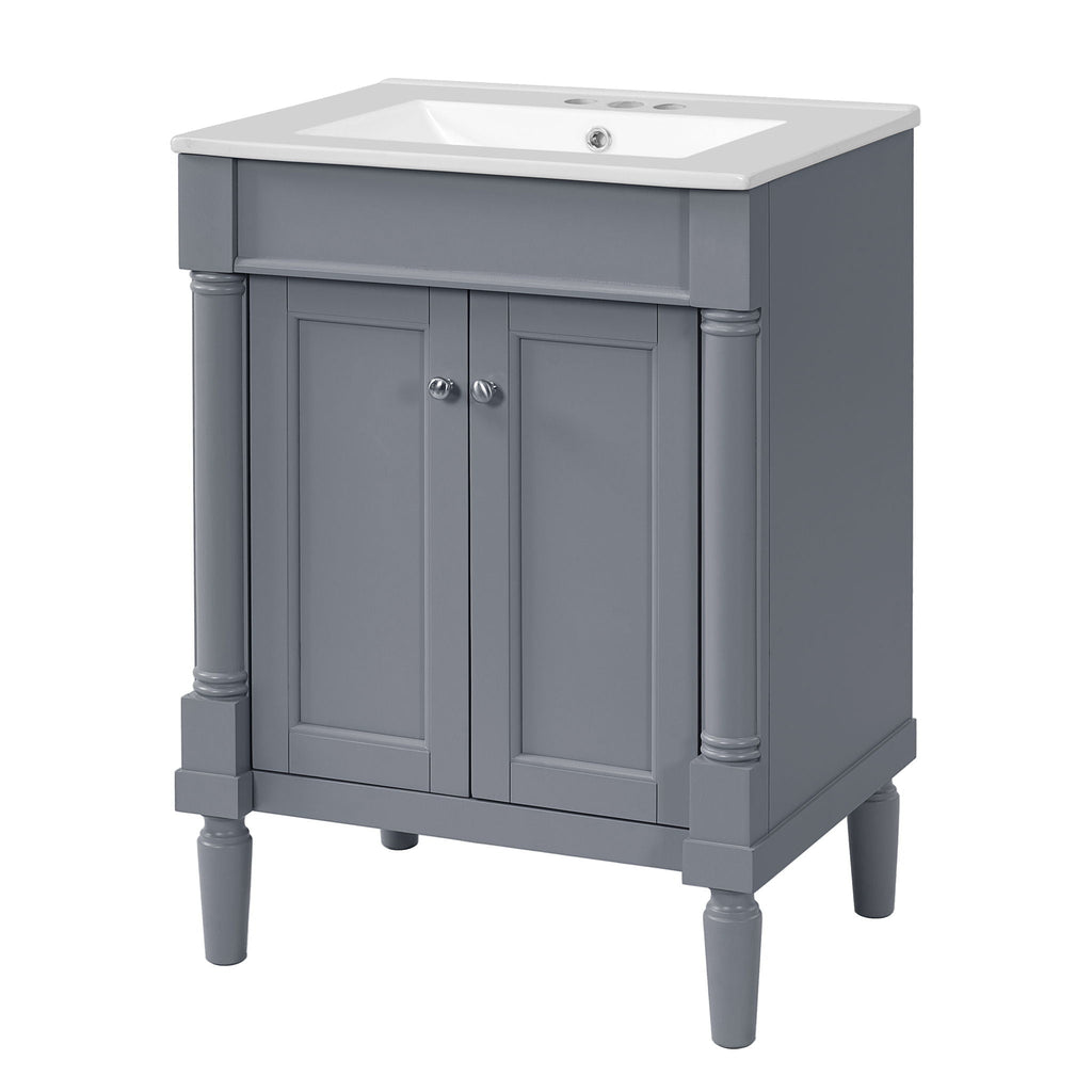 Bathroom Vanity With Top Sink, 2 Tier Storage Cabinet by Unique Piece Furniture