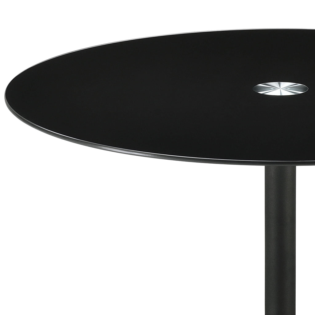 Ganso Round Metal End Table With Tempered Glass Top Black by Unique Piece Furniture