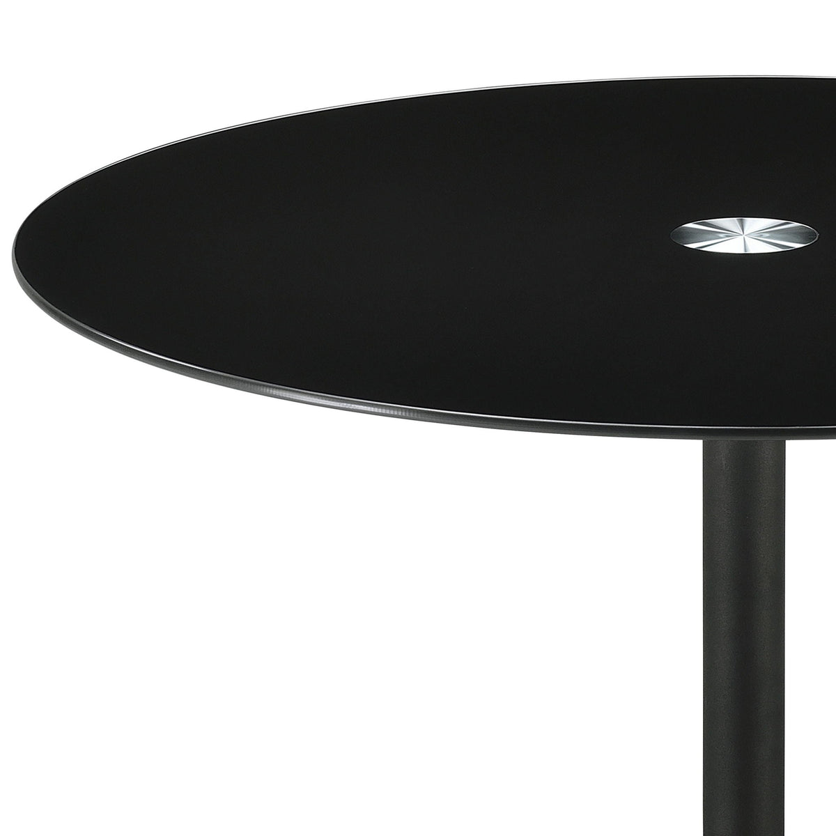 Ganso Round Metal End Table With Tempered Glass Top Black by Unique Piece Furniture