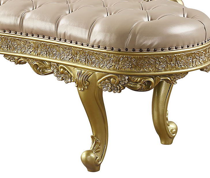 Cabriole - Synthetic Leather Bench - Gold by Unique Piece Furniture