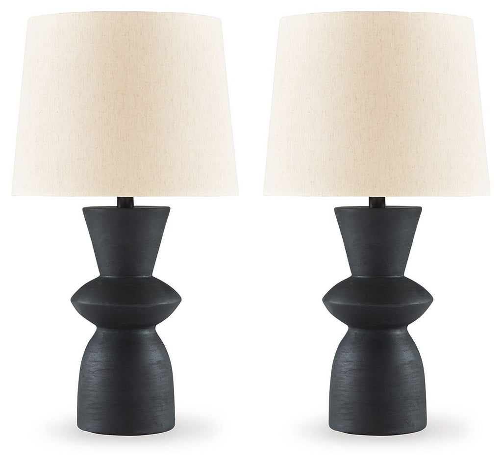 Scarbot - Paper Table Lamp (Set of 2) - Distressed Black by Unique Piece Furniture