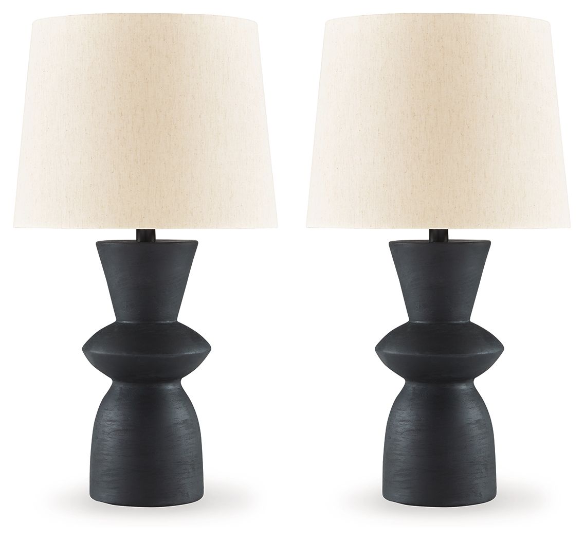 Scarbot - Paper Table Lamp (Set of 2) - Distressed Black by Unique Piece Furniture
