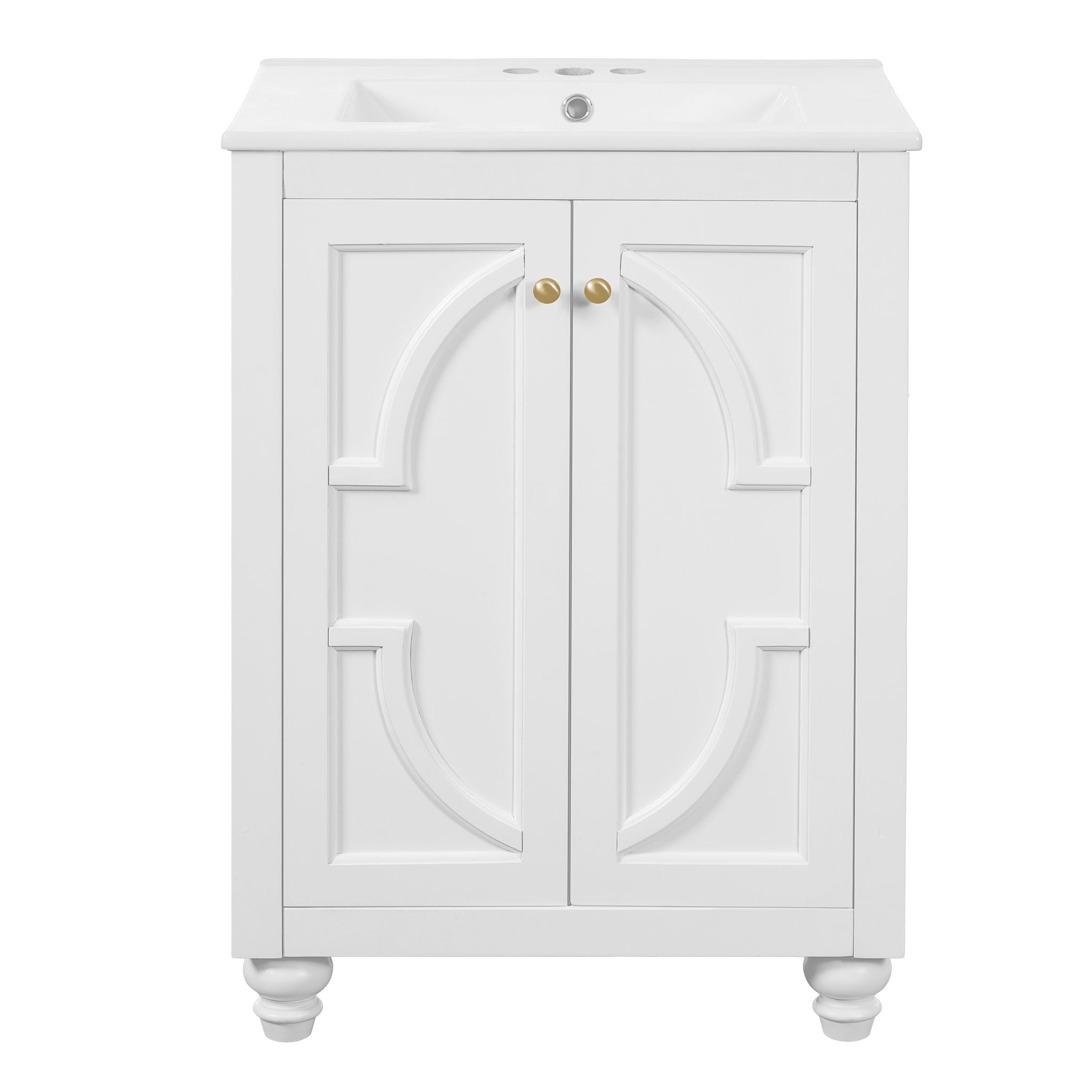 Bathroom Vanity With Ornate Elliptical Motif, Soft Close Hinges by Unique Piece Furniture
