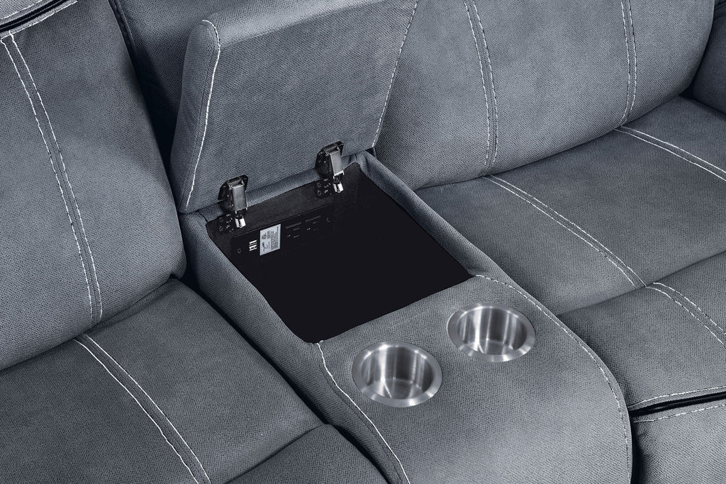 Zubaida - Two Tone Recliner Loveseat With USB Port Console by Unique Piece Furniture