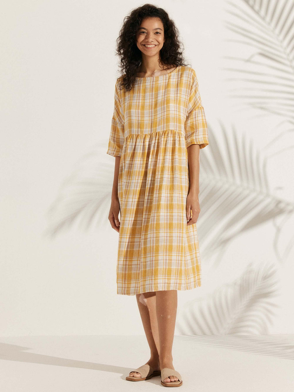 100% Linen A-Line Midi Dress VALENCIA by LINTICO
