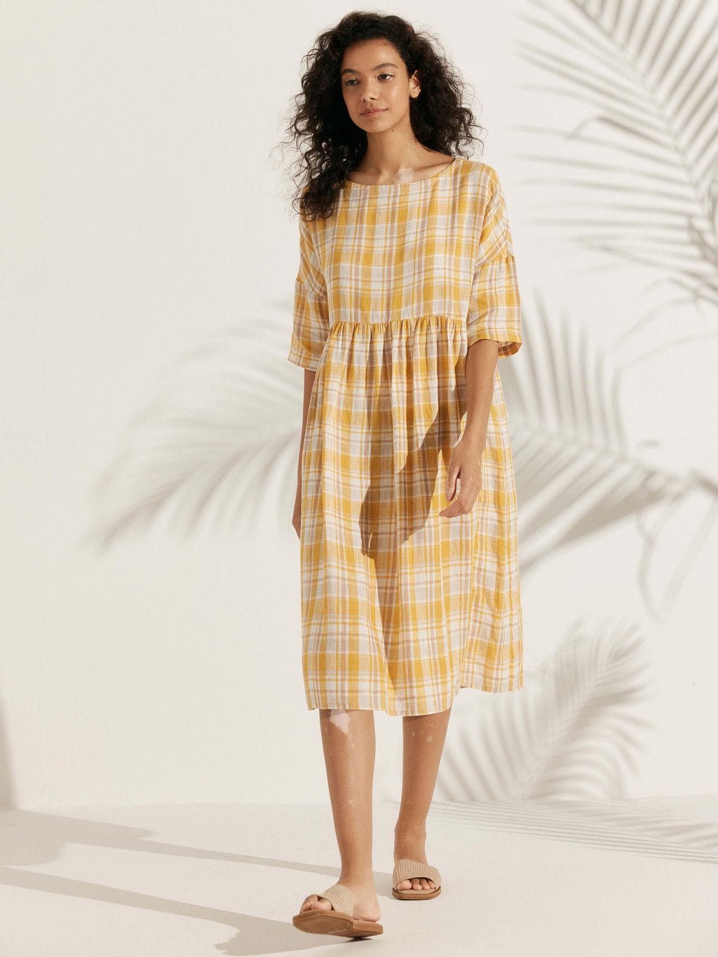 100% Linen A-Line Midi Dress VALENCIA by LINTICO