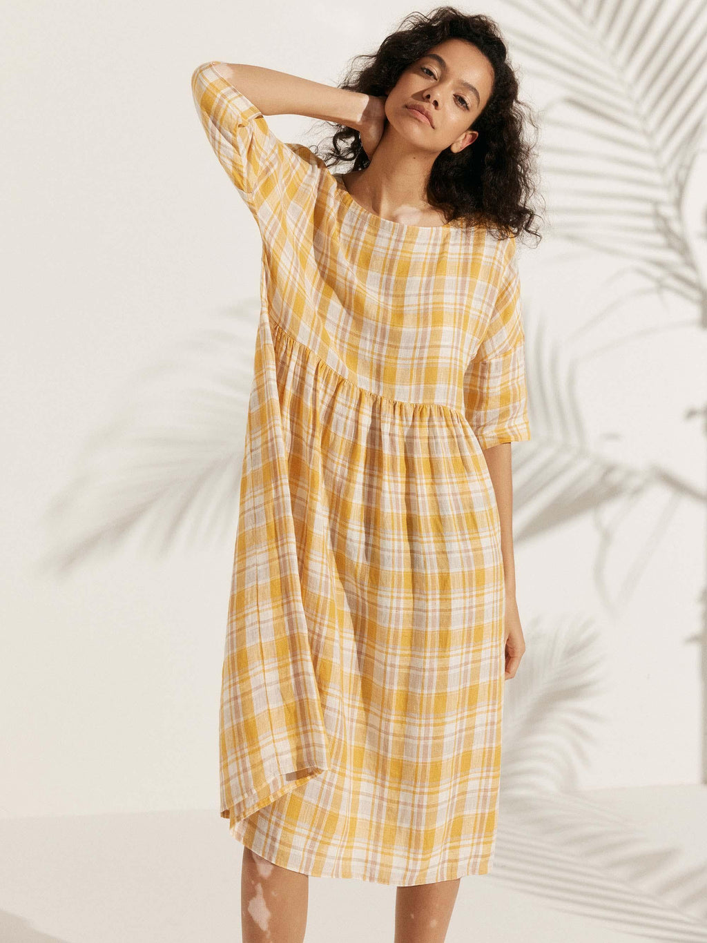 100% Linen A-Line Midi Dress VALENCIA by LINTICO