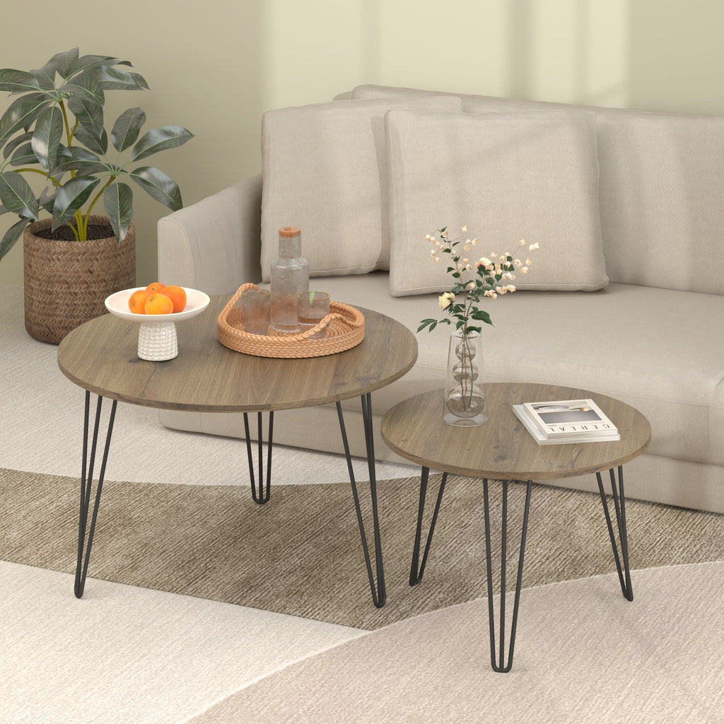 Round Nesting Coffee Table For Living Room (Set of 2) by Unique Piece Furniture