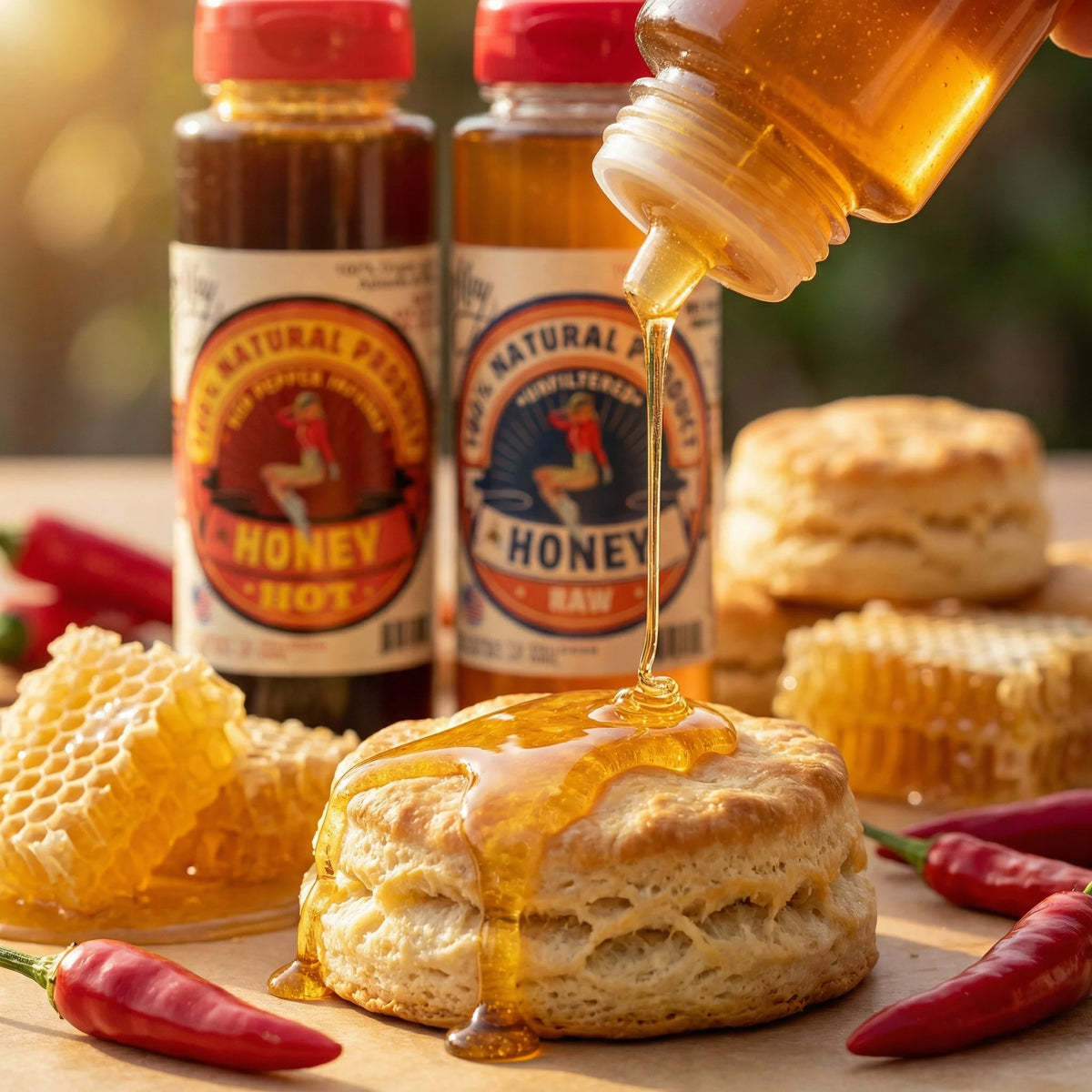 Raw Honey & Hot Honey Duo - Sweet Heat 2-Pack Gift Set | Small Batch Farm Grown | Lady May by The Lady May