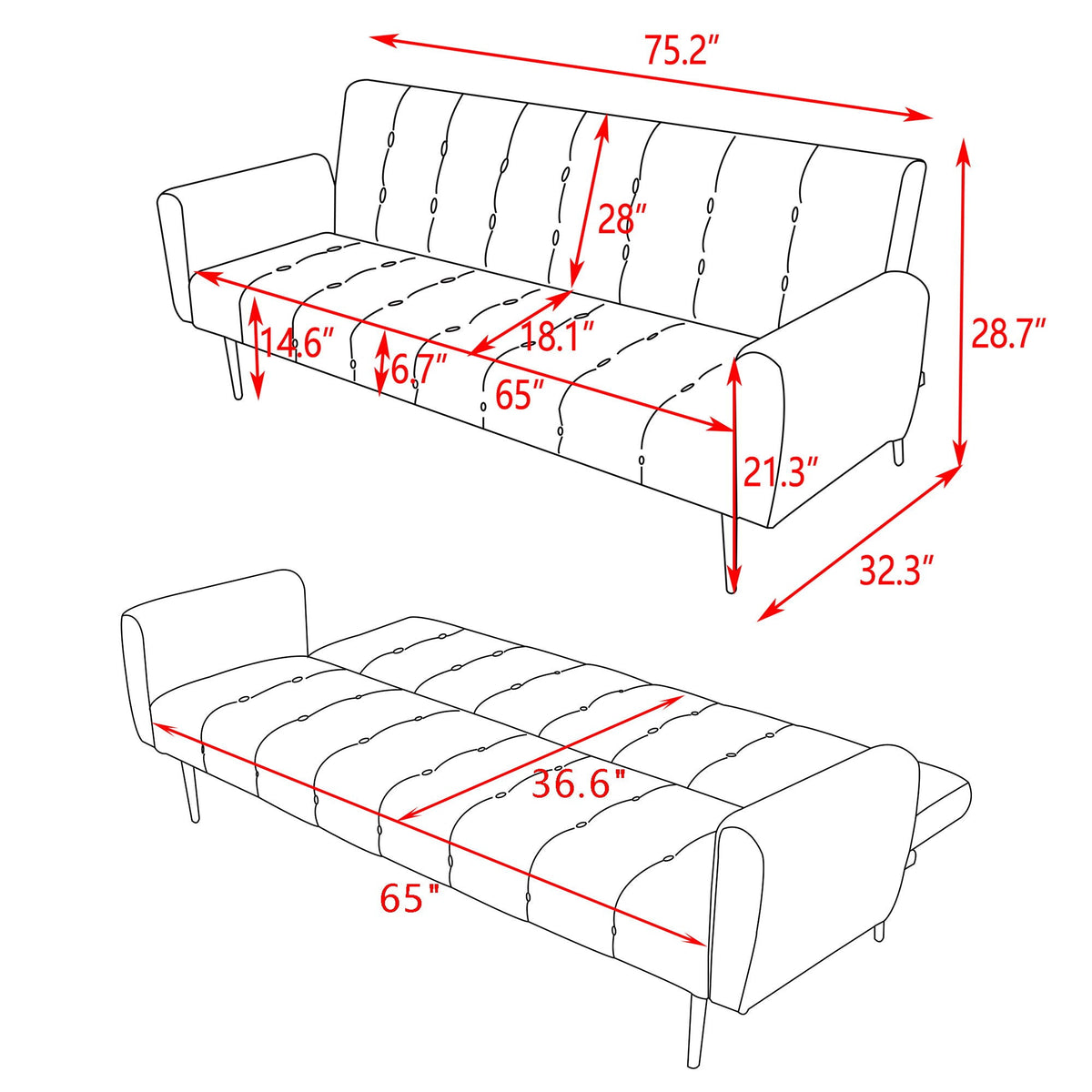 Comfort Compact Design Sofa Bed by Unique Piece Furniture