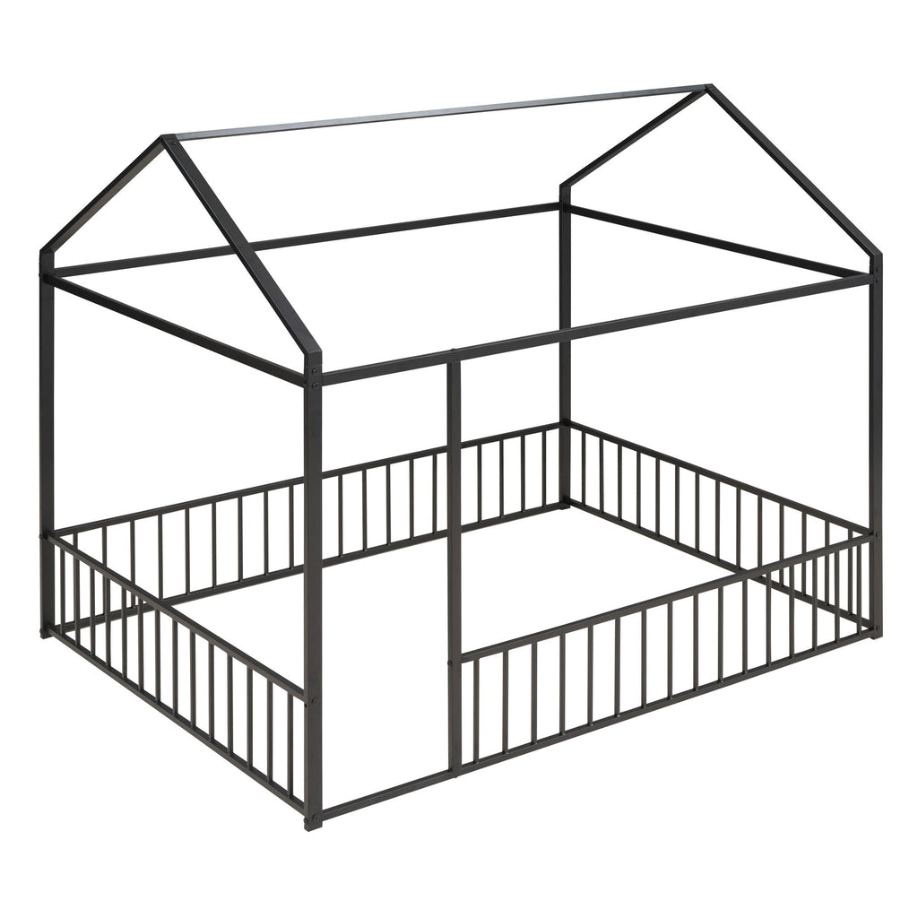 Metal Bed House Bed Frame With Fence by Unique Piece Furniture