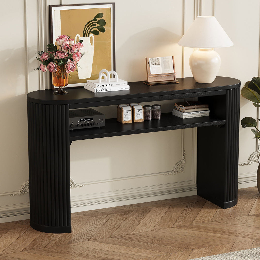 Console Table With Fluted Legs, Open Shelf by Unique Piece Furniture