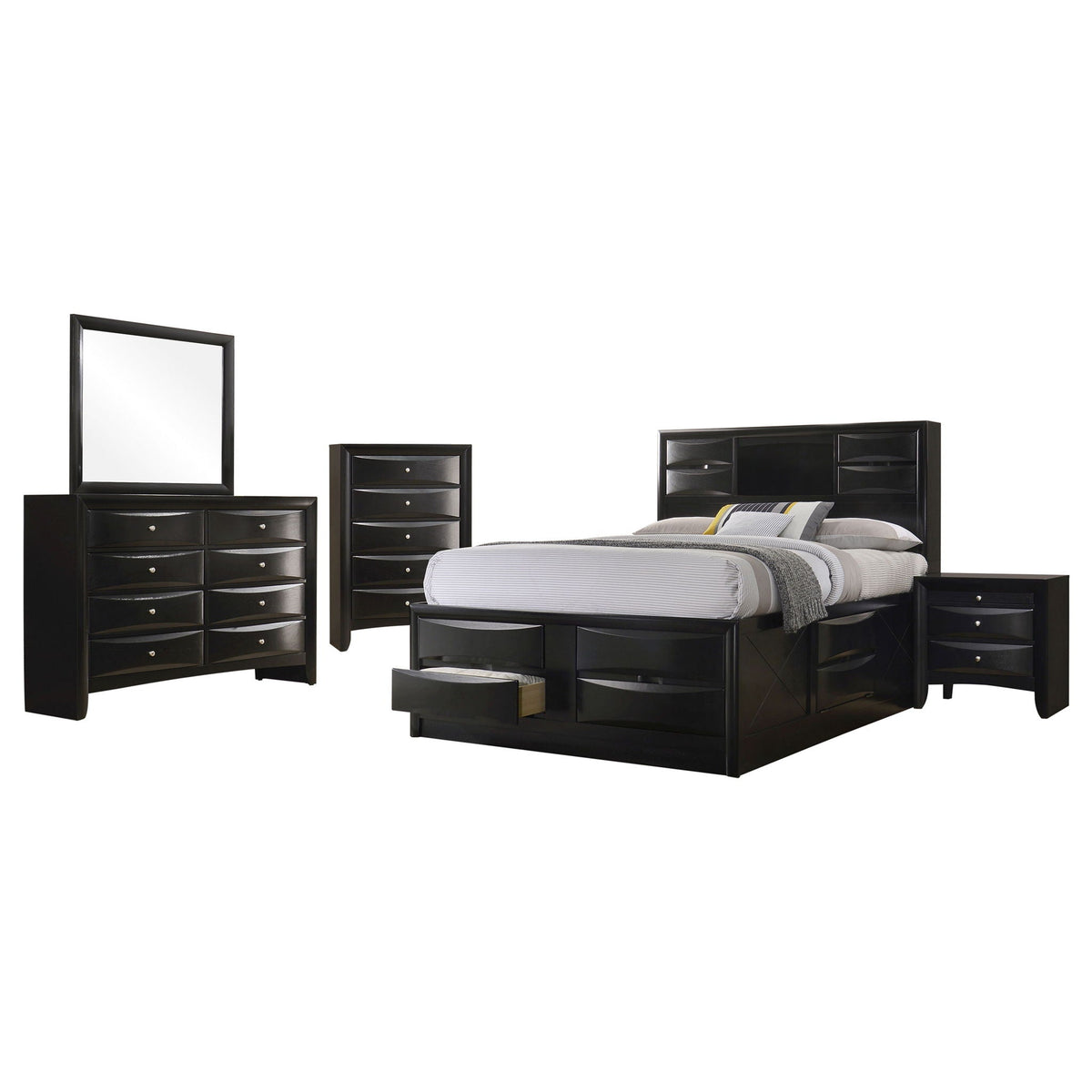Briana 5-piece Eastern King Bedroom Set Black by Unique Piece Furniture