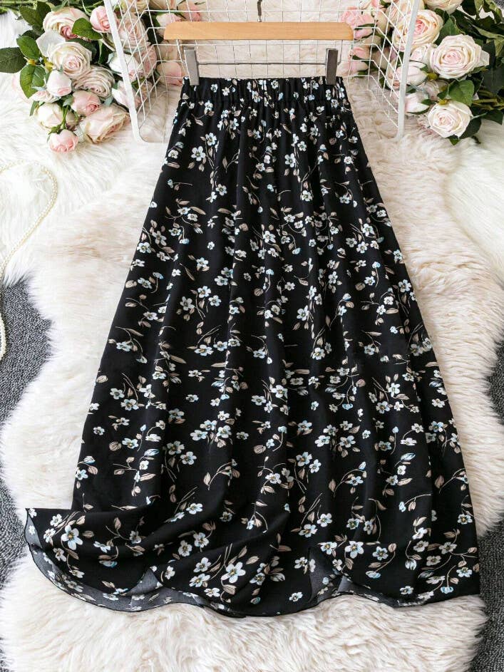 High Waist Slim Floral Maxi Skirt by SLATE Boutique & Gifts