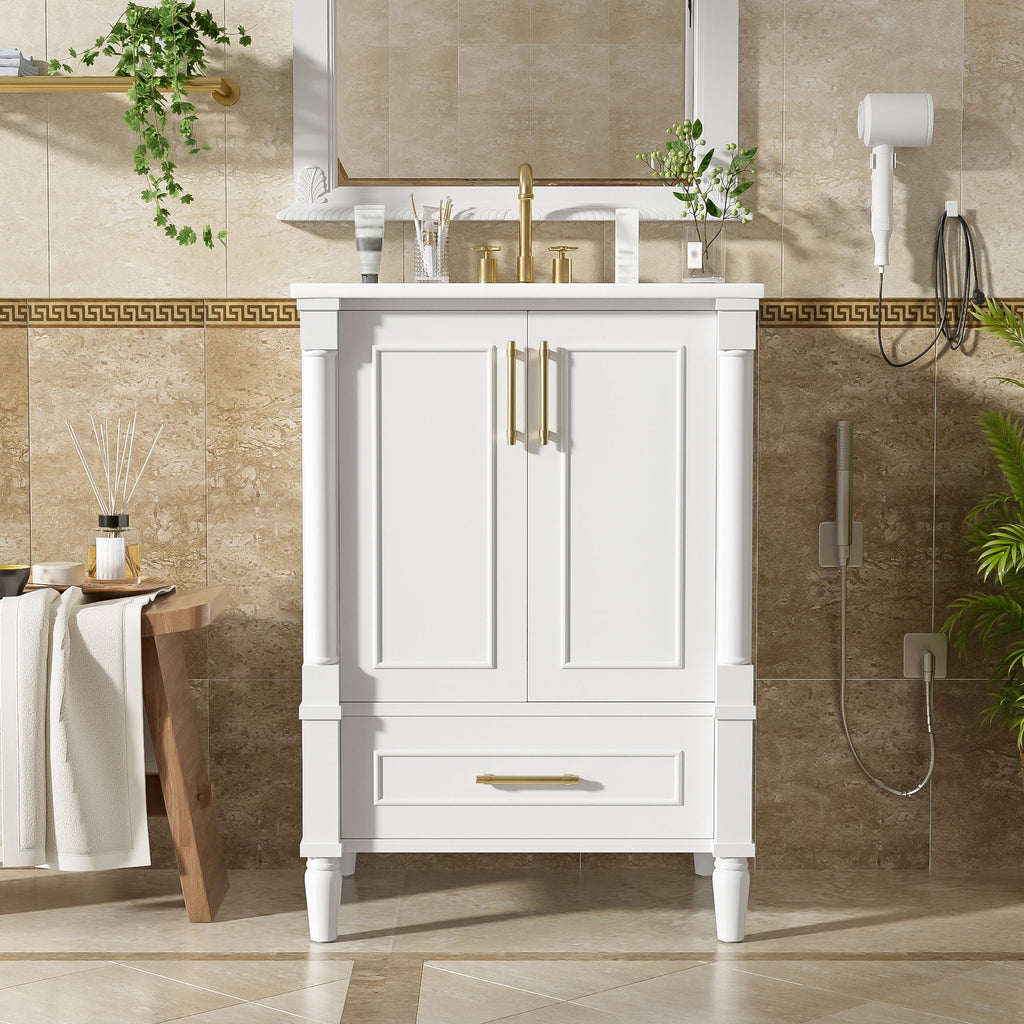 Bathroom Vanity With Ornate French Cylinder Legs, Soft Close Drawer by Unique Piece Furniture