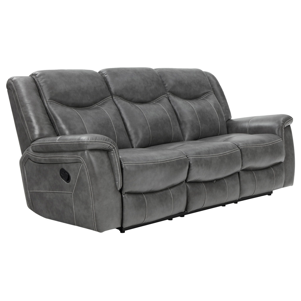 Conrad 3-piece Upholstered Padded Arm Motion Sofa Set Grey by Unique Piece Furniture