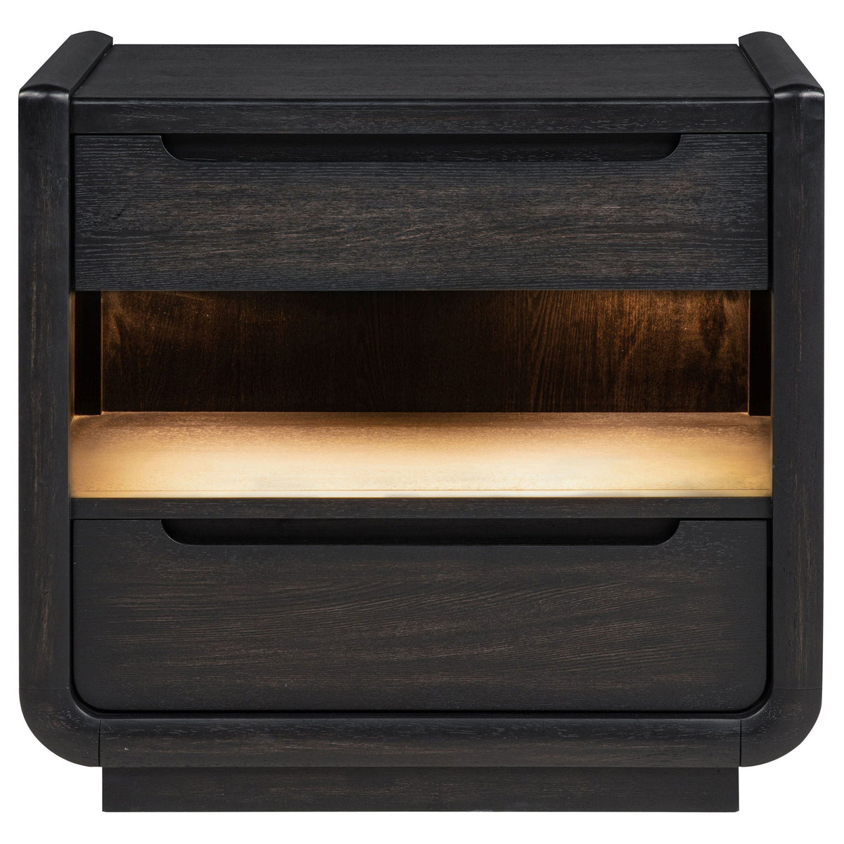 Leandro 2-drawer LED Nightstand with USB Burnished Black by Unique Piece Furniture
