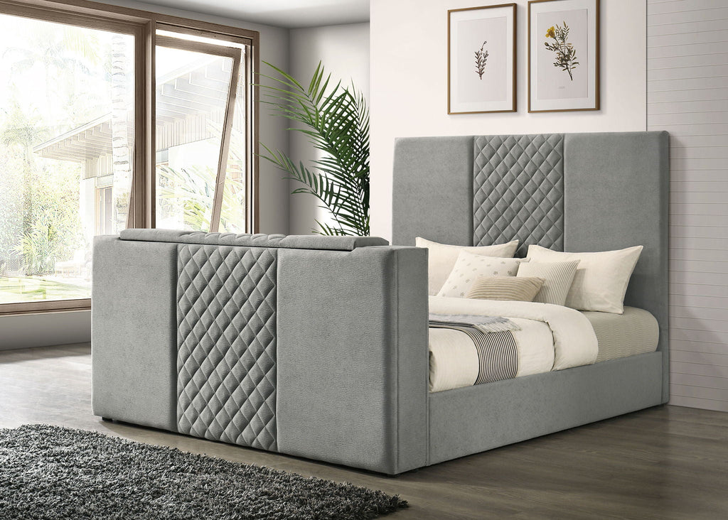 Tara 61-inch Upholstered Eastern King Panel TV Bed Grey by Unique Piece Furniture