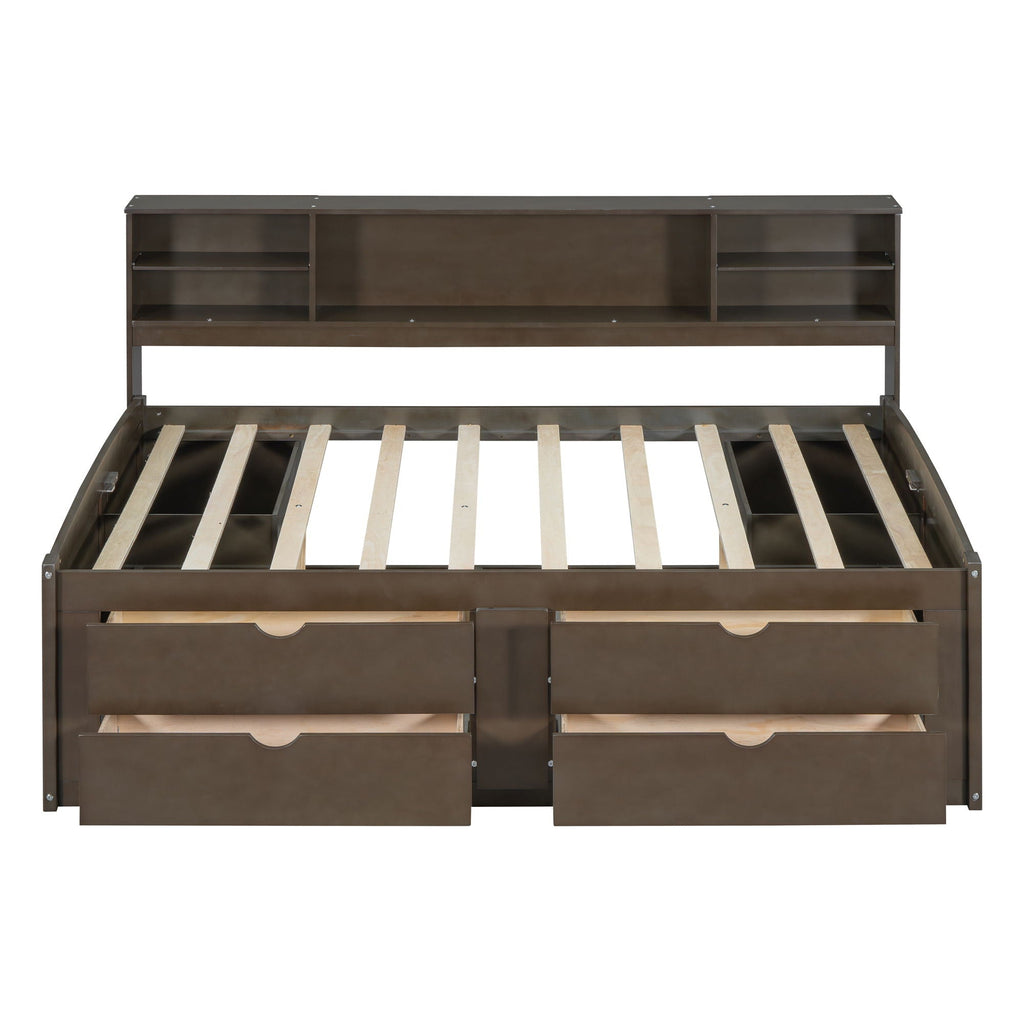 Daybed With 2 Bedside Cabinets, Upper Shelves And 4 Drawers by Unique Piece Furniture