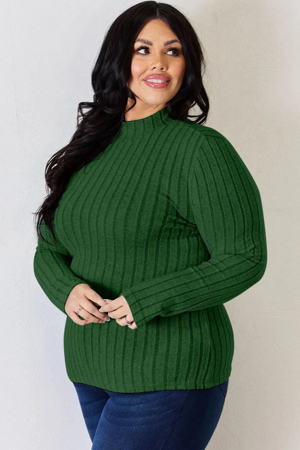 Basic Bae Full Size Ribbed Mock Neck Long Sleeve T-Shirt by Wild and Free Boutique