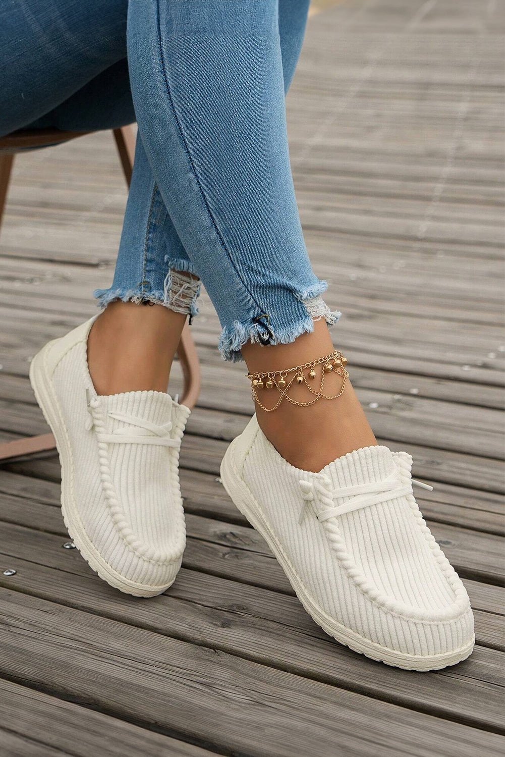 White Lace Up Casual Shoes by Wild and Free Boutique