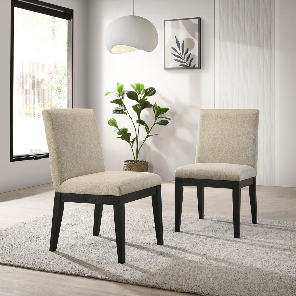 Roundhill Furniture - Rocco Contemporary Solid Wood Dining Chairs (Set of 2) - Beige by Unique Piece Furniture