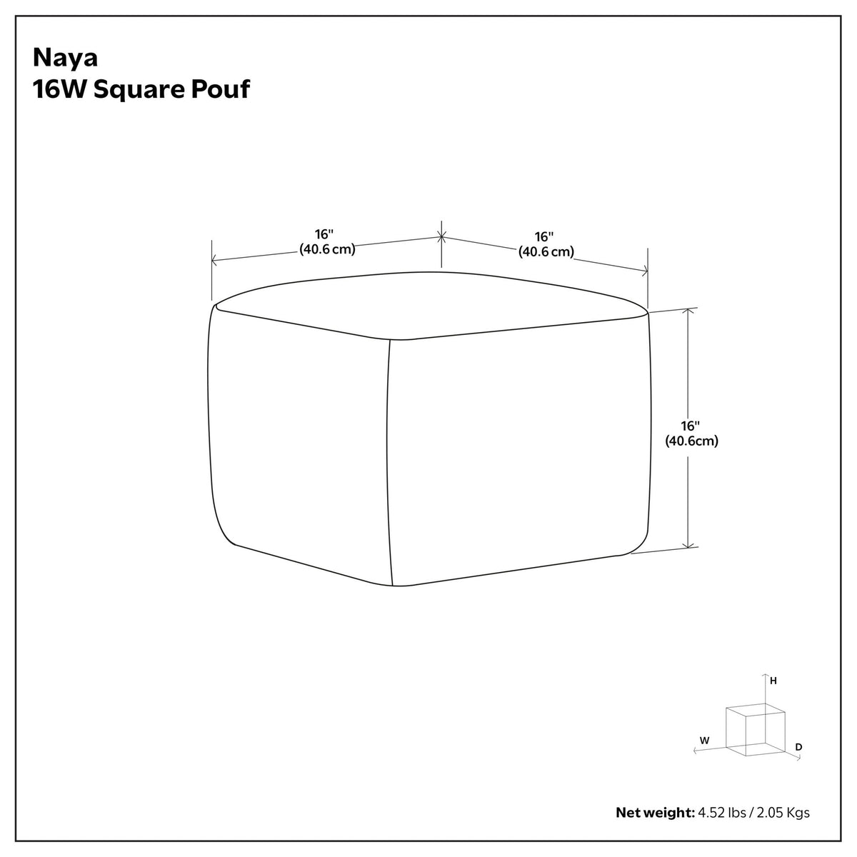Naya - Upholstered Cube Pouf by Unique Piece Furniture