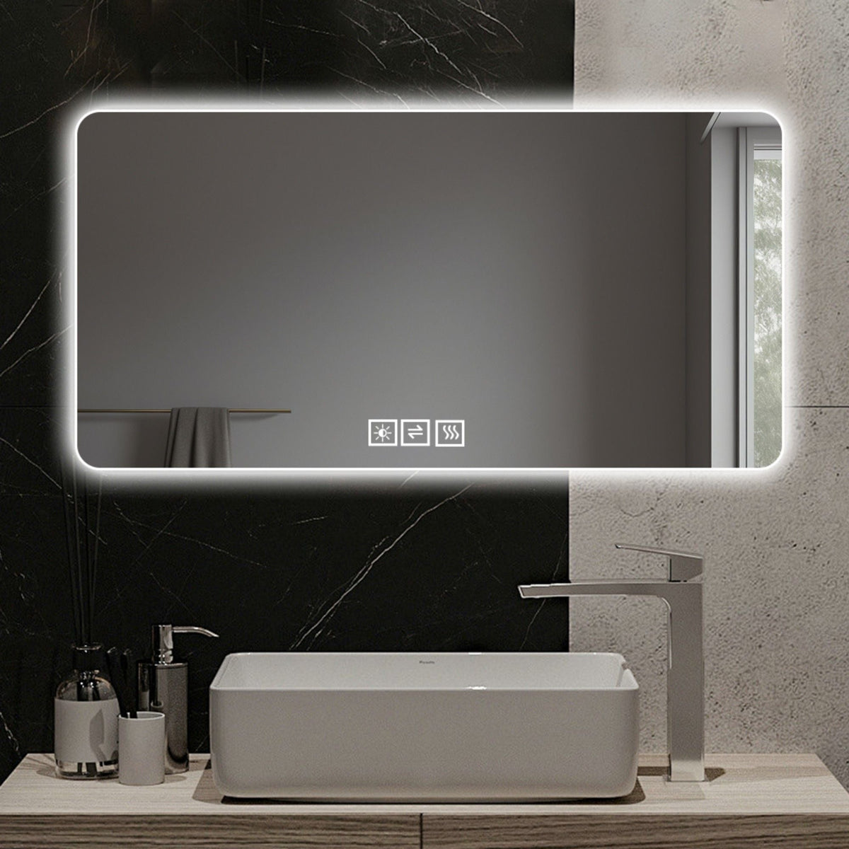 LED Bathroom Mirror With 3 Color Dimmable Backlight by Unique Piece Furniture