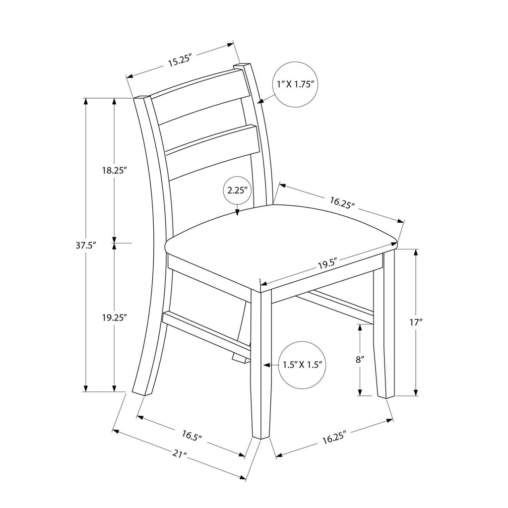 Dining Chair, Upholstered, Side, Dining Room, Transitional (Set of 2) - Brown by Unique Piece Furniture