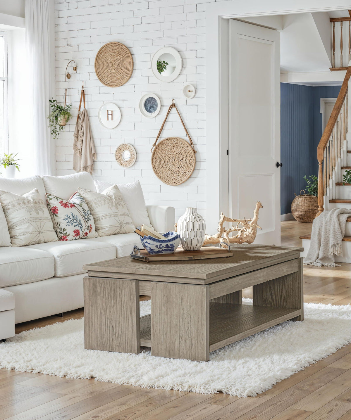 Conrad - Rectangular Lift Top Storage Cocktail Table With Casters - Stone Harbor Gray by Unique Piece Furniture