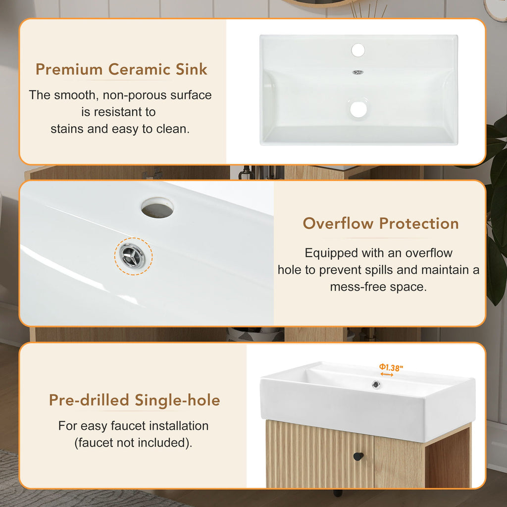 Modern Floating Bathroom Vanity With Ceramic Basin Perfect For Small Bathrooms by Unique Piece Furniture