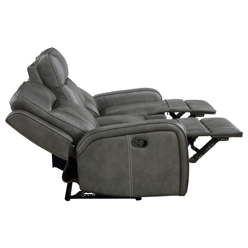 Raelynn Upholstered Track Arm Motion Sofa Grey by Unique Piece Furniture