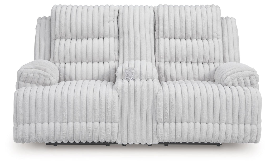 Rhines Falls - Double Reclining Power Loveseat With Console - Alloy by Unique Piece Furniture