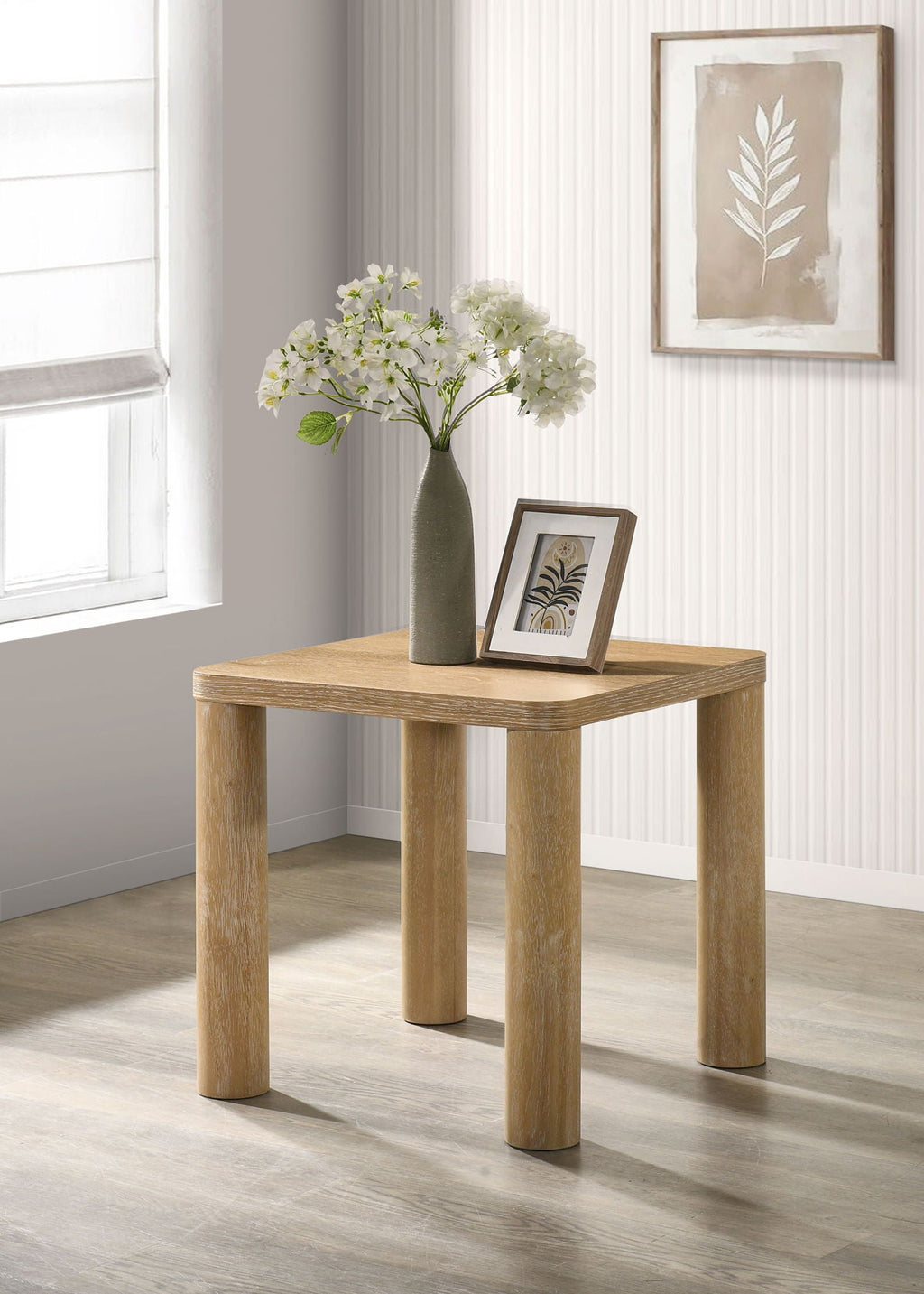 Castlewood Engineered Wood Accent Side End Table Light Oak by Unique Piece Furniture
