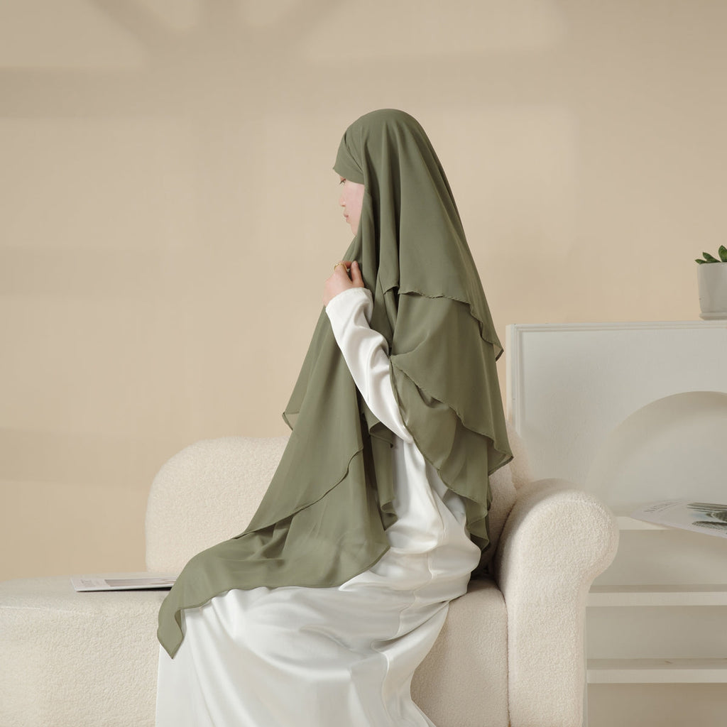 MK017 Scarf 3-Layer Long Khimar by Mariam's Collection