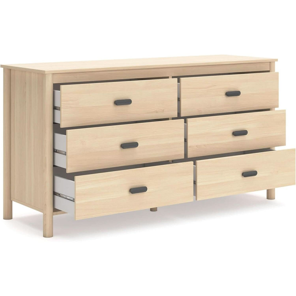 Light Brown Six Drawer Dresser For Bedroom Storage by ShipItFurniture