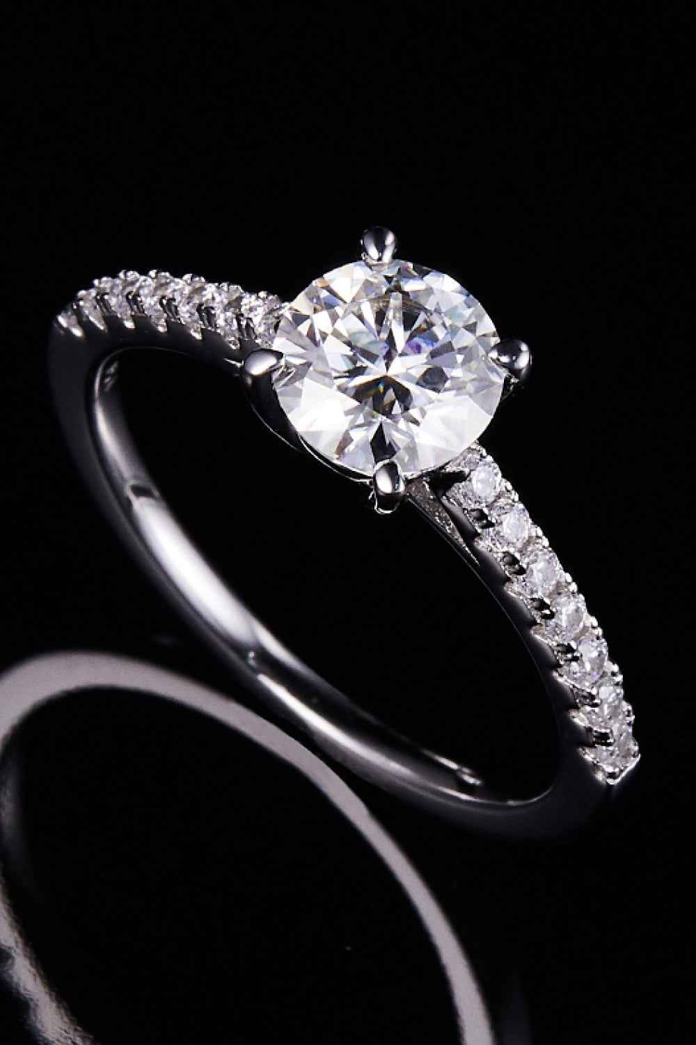 1 Carat Moissanite 925 Sterling Silver Side Stone Ring by Wild and Free Boutique