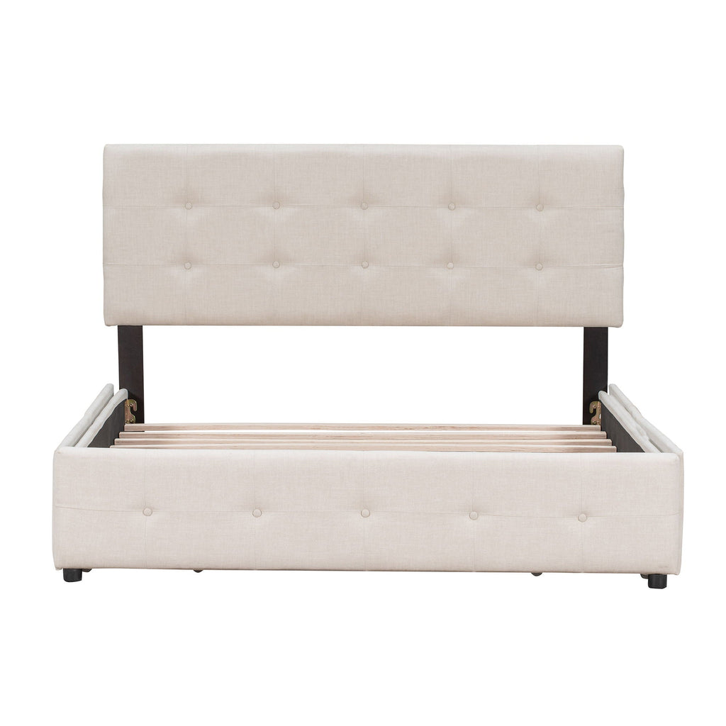 Upholstered Platform Bed With Classic Headboard And Drawers, No Box Spring Needed by Unique Piece Furniture