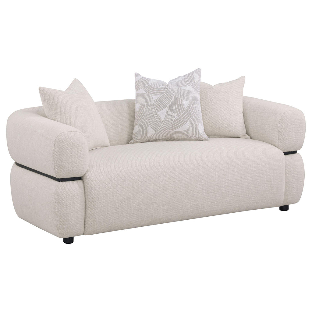 Jeanette 2-piece Fabric Upholstered Round Arm Sofa Set Beige by Unique Piece Furniture