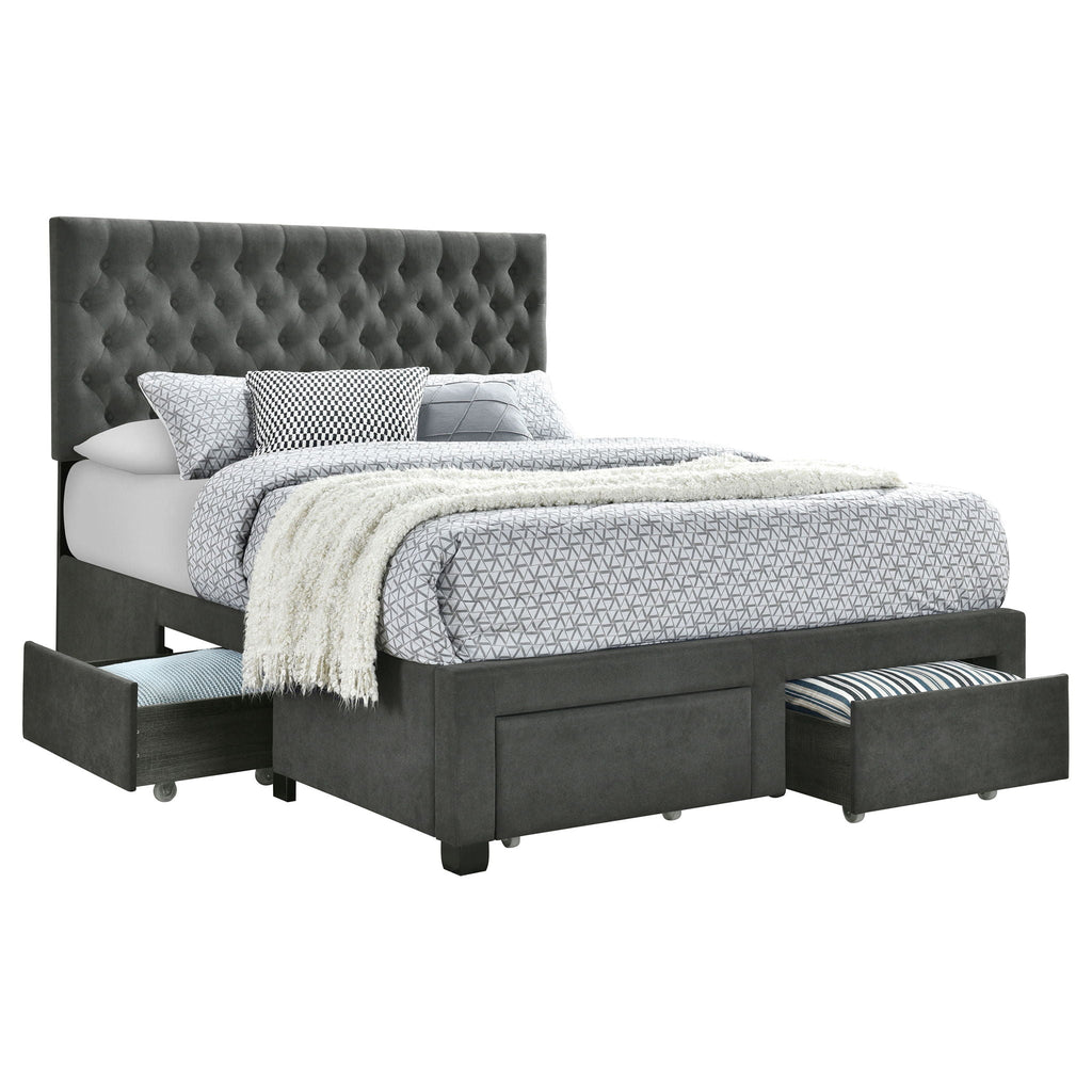 Soledad Upholstered Queen Storage Panel Bed Grey by Unique Piece Furniture