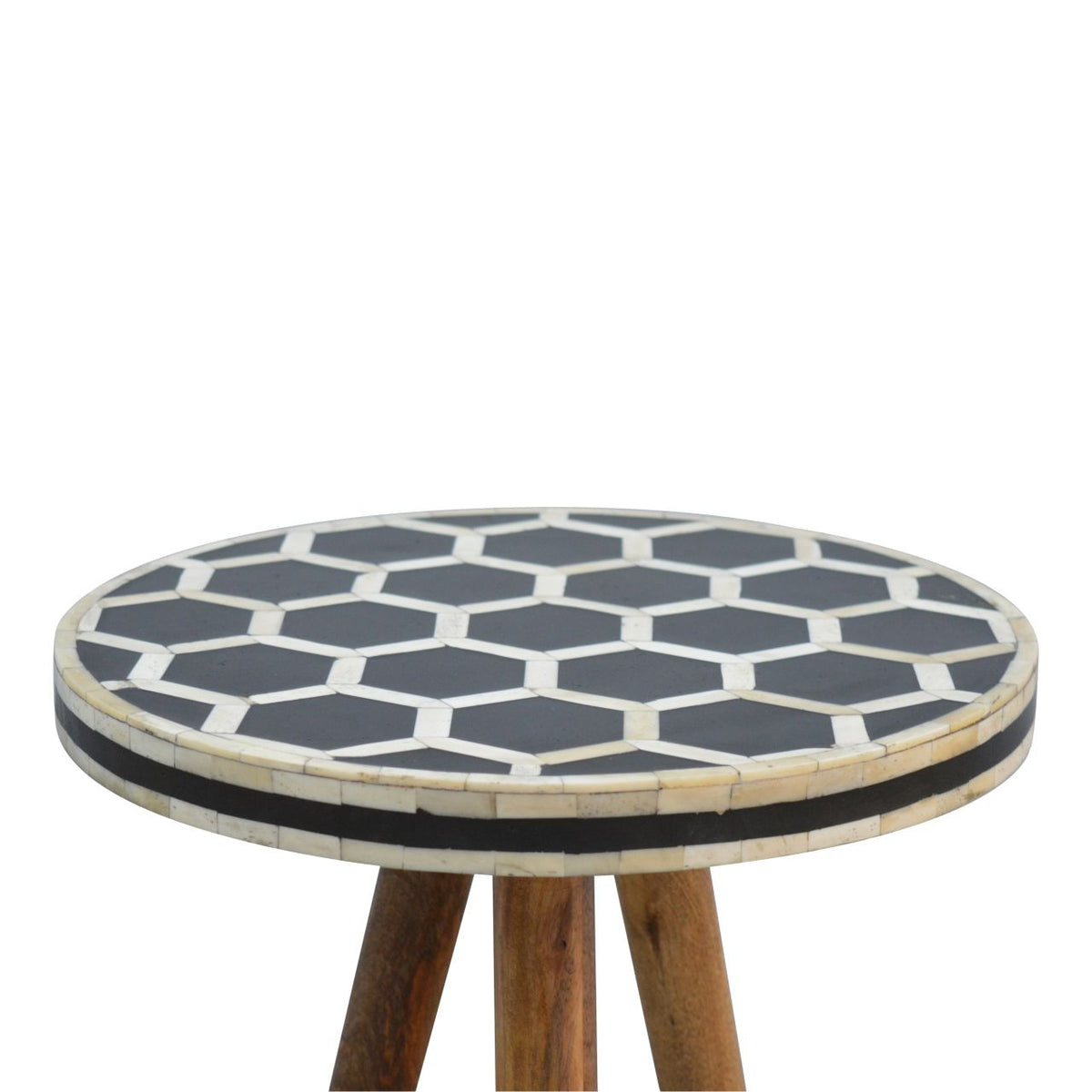 Inlay Bone Tripod Stool - Beige / White by Unique Piece Furniture