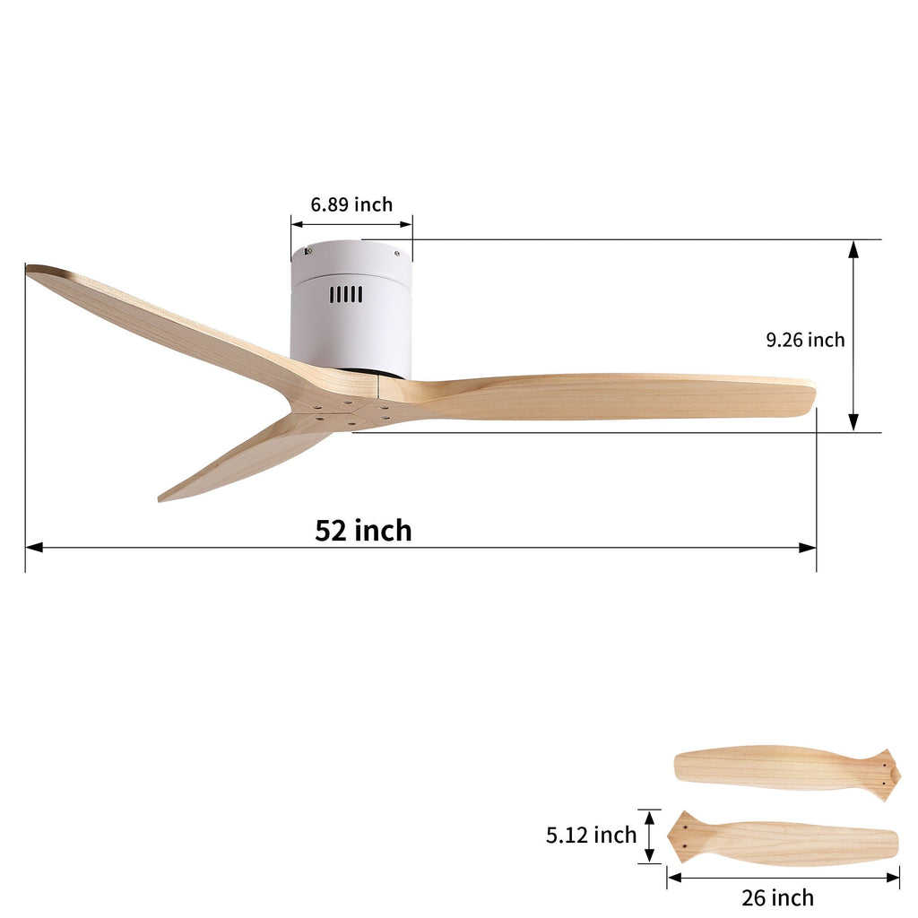 Low Profile Flush Ceiling Fan Without Light - Matte White / White by Unique Piece Furniture