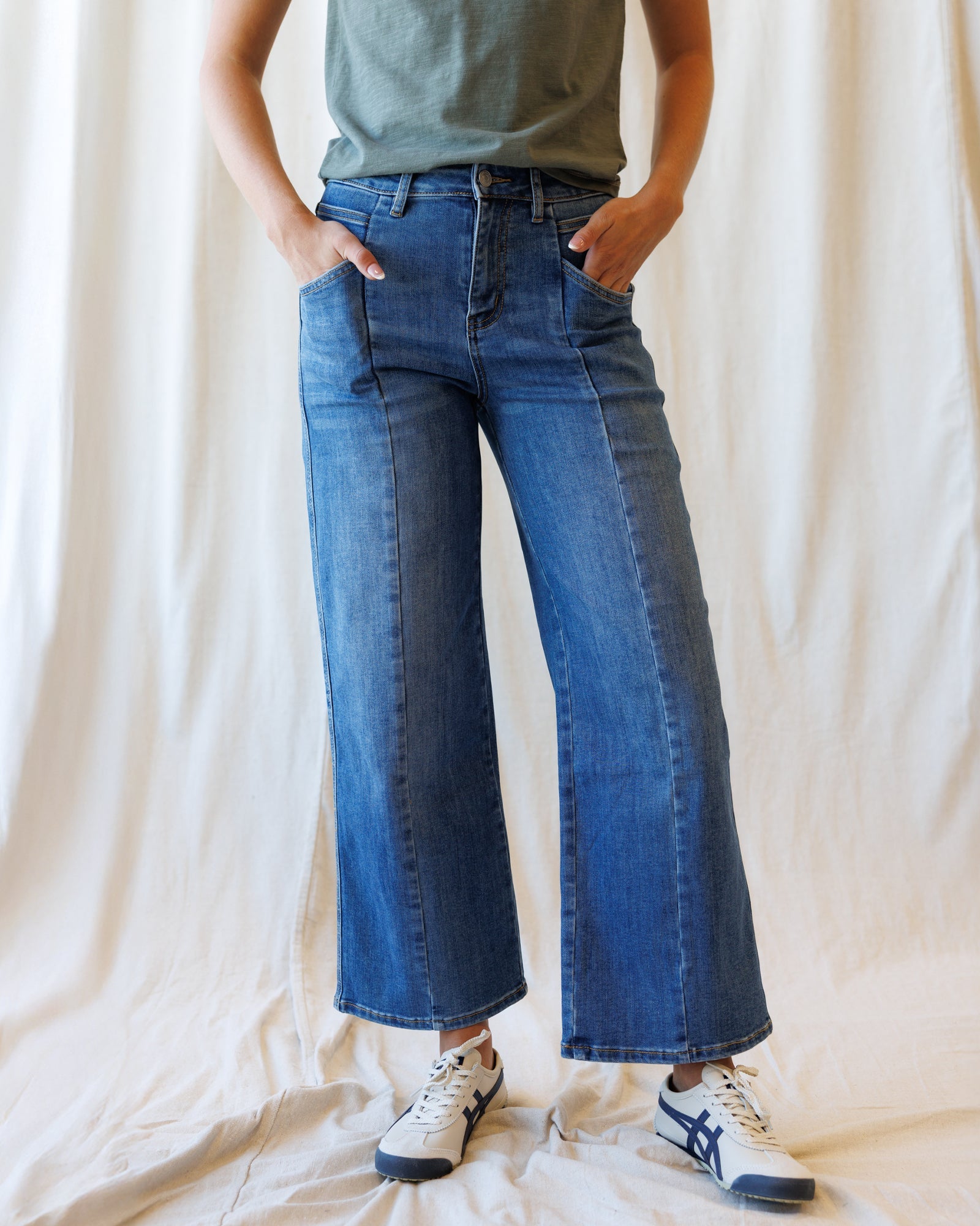 High Rise Seamed Wide Leg Ankle by Downeast