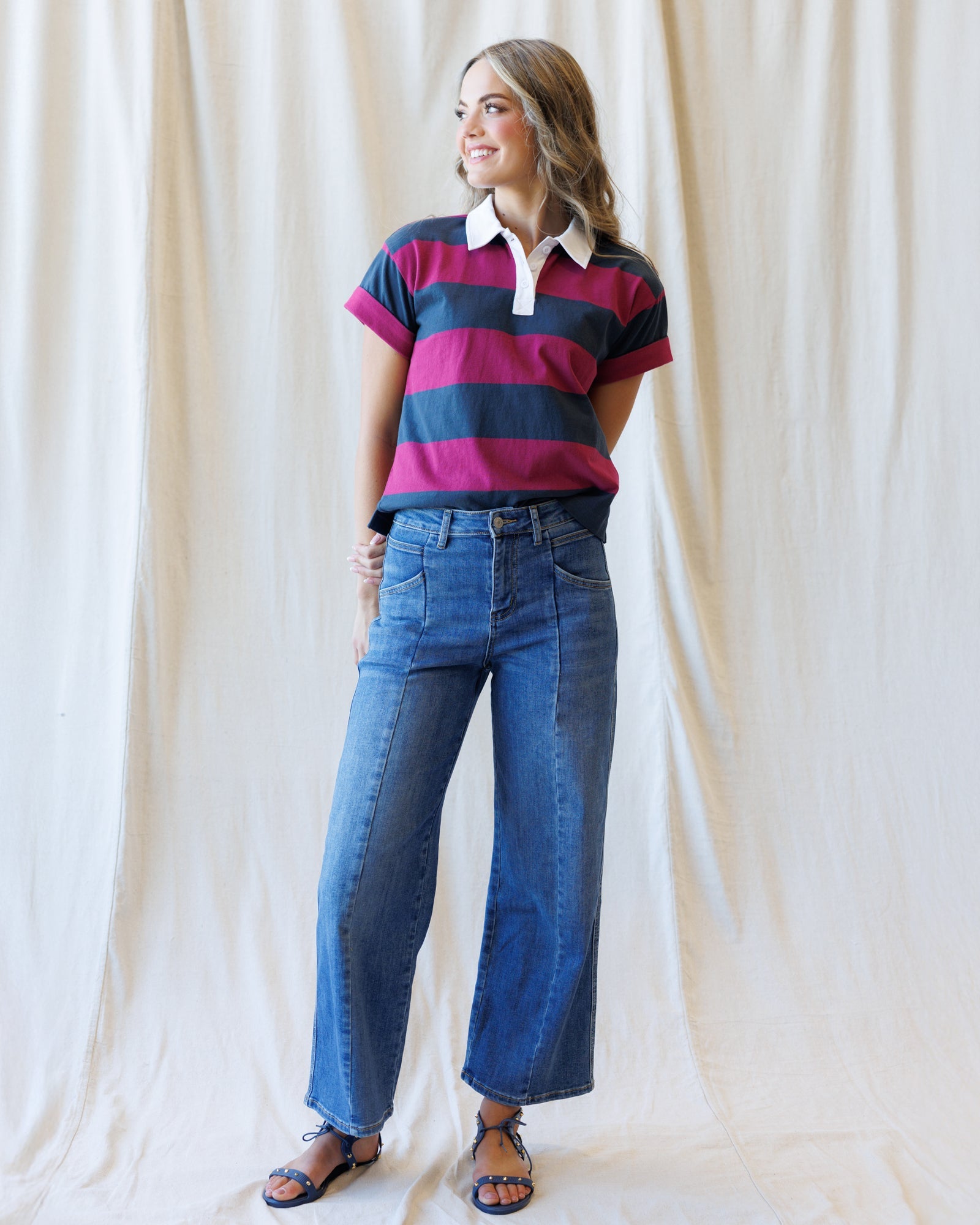 High Rise Seamed Wide Leg Ankle by Downeast