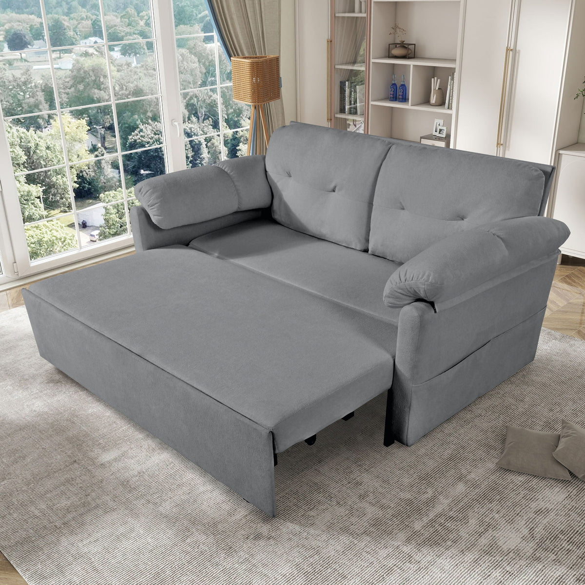 Convertible Pull Out Sofa Bed Queen Size, 3 In 1 With Side Storage by Unique Piece Furniture