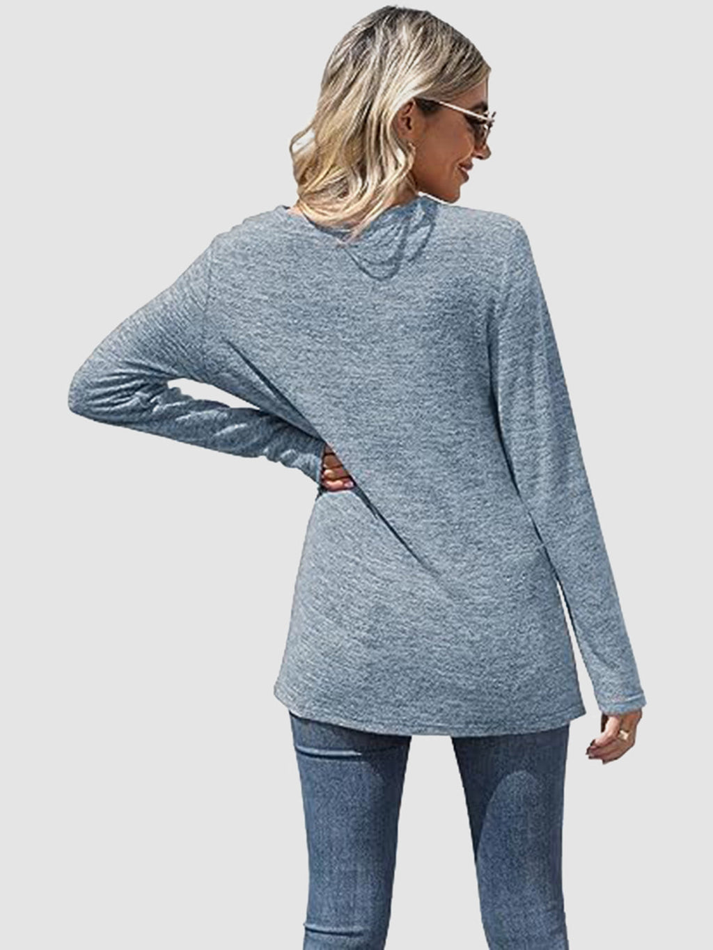 Lace Detail V-Neck Long Sleeve T-Shirt by Wild and Free Boutique
