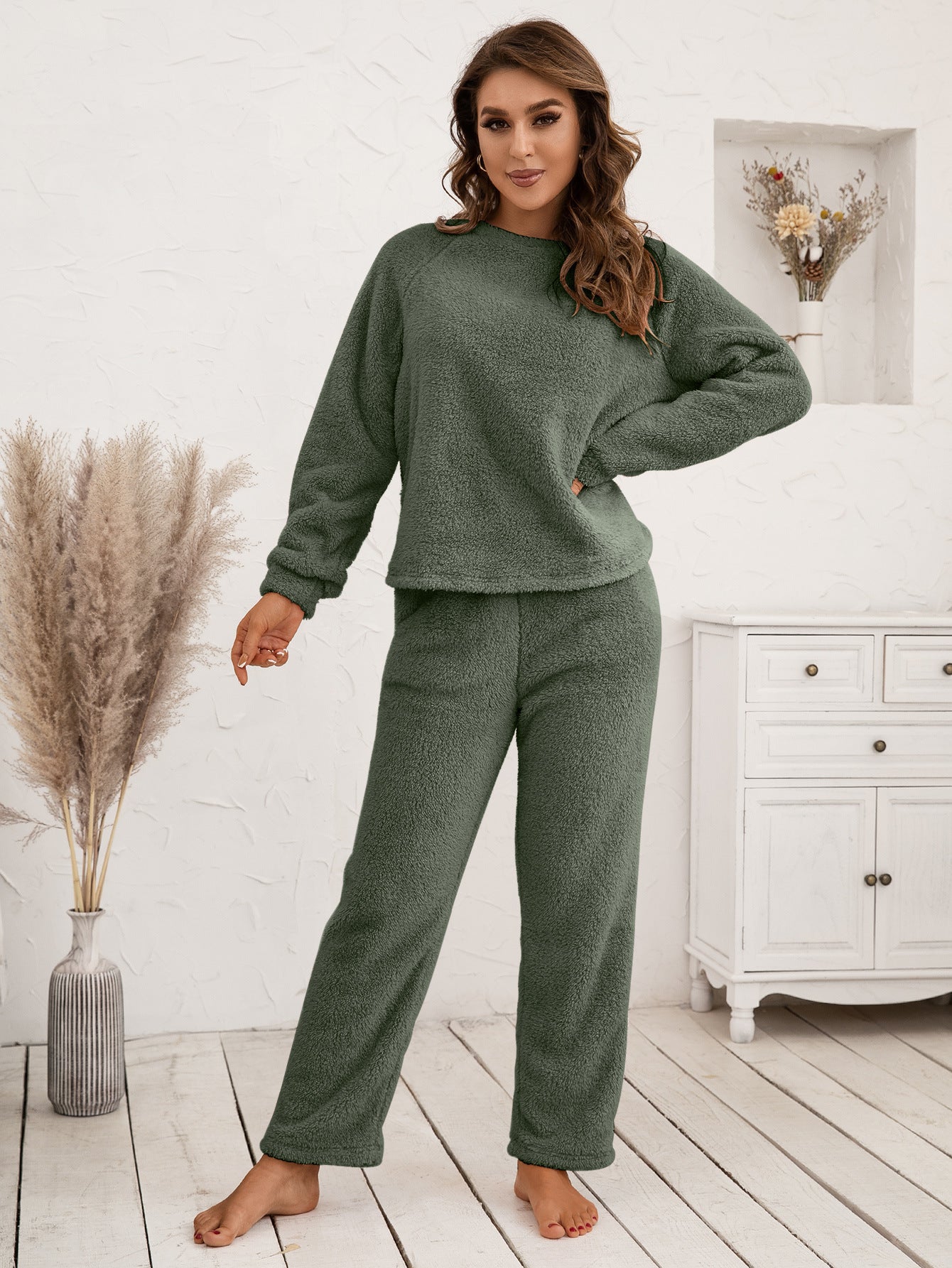 Ivy Lane Teddy Long Sleeve Top and Pants Lounge Set by Wild and Free Boutique
